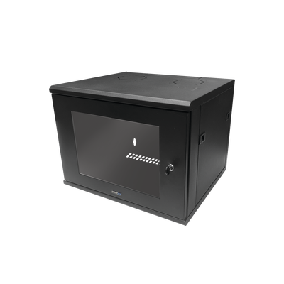 [LW-06-05-06-UBG] Gabinete de Montaje en Pared, Con Puerta de Cristal, de 19in, 6UR, Color Negro