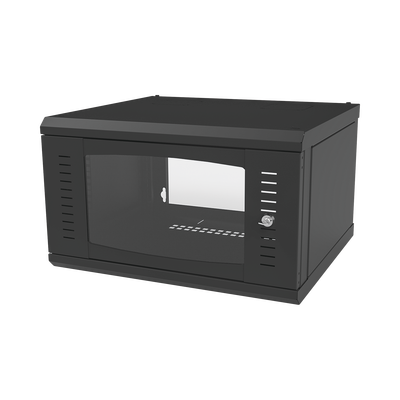 [SR-1906-GFP] Gabinete para Montaje en Pared, con Puerta de Cristal Templado, Cuerpo Fijo, con 6 Unidades de Rack, de 19in, Fabricado en Acero