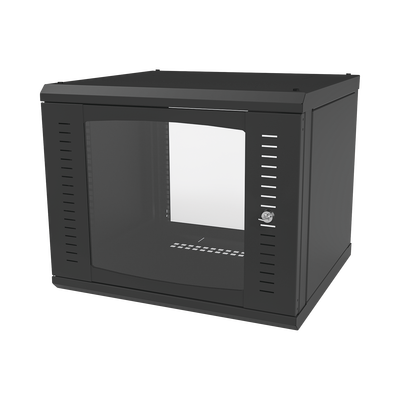 [SR-1909-GFP] Gabinete para Montaje en Pared Fijo, con 9 Unidades de Rack, de 19in, Puerta de Cristal Templado, Fabricado en Acero