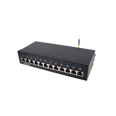 [LP-PP-529] Panel de parcheo de impacto (110) Blindado (STP) de 12 puertos Cat5e, 10in 