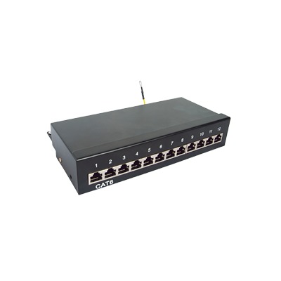 [LP-PP-629] Panel de parcheo de impacto (110) Blindado (STP) de 12 puertos Cat6, 10in 