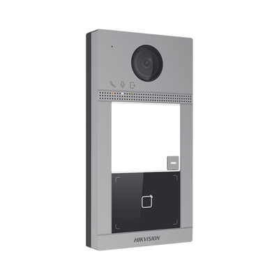 [DS-KV8113-WME1(C)] Videoportero IP 2 Megapixel / Llamada y Apertura Remota desde App Hik-Connect / PoE / Exterior IP65 + Antivandalico IK08 / 1 Departamento / Apertura con Tarjeta / Soporta 2 Puertas y hasta 6 Monitores