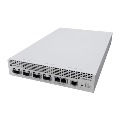 [CRS804-4DDQ-HRM] Switch 400 Gigabit / 4 Puertos QSFP-DD 400G/200G/100G/50G/40G + 2 Puertos 1G/10G / Fuentes Hot-Swap / Breakout Multi-Velocidad / AI y GPU Clusters