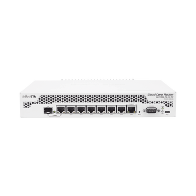 [CCR1009-7G-1C-PC] Cloud Core Router, CPU 9 Núcleos, 7 Puertos Gigabit Ethernet, 1 Combo TP/SFP, 1 GB Memoria, Enfriamiento Pasivo