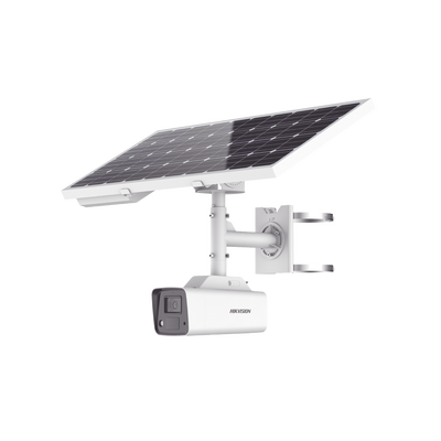 [DS-2XS2T47G1-LDH/4G/C18S40] Kit Solar IP All in One / Cámara Bala ColorVu 4 Megapixel / Lente 4 mm / Panel Solar / Batería de Respaldo de Litio 23.2Ah (Hasta 24 Días) / Conexión 4G / Accesorios de Instalación