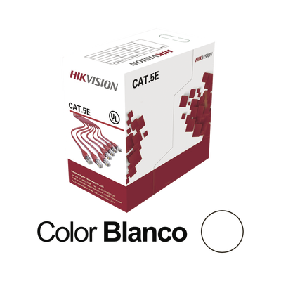 [DS-1LN5E-SW] Bobina de Cable UTP 305 Metros / Cat5E (24 AWG) / Color Blanco / PVC (CM) / Uso en Interior / 100% Cobre / Aplicaciones de CCTV y Redes de Datos