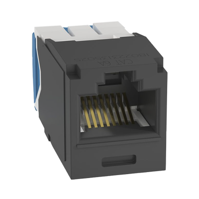 [CJ6X88TGBL] Conector Jack RJ45 Estilo TG, Mini-Com, Categoría 6A, de 8 Posiciones y 8 Cables, Color Negro