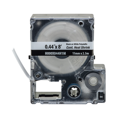 [H000X044H1M] Casete de Etiquetas de Poliolefina de Cinta Continua, Tubo Termocontráctil, 11.2 mm (0.44 pulgadas) de Ancho y 2.4 metros (7.87 pies) de Largo, Para Cables de 2 a 6.4 mm (16-10 AWG) de Diámetro, Color Blanco