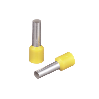 [FSD82-12-C] Ferrúl de cobre DIN Amarillo para Cable 10 AWG con largo 12 mm.  Paquete de 100 Piezas