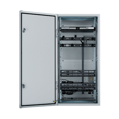 [ZDF48-RA] Gabinete Industrial Preconfigurado de Montaje en Pared, Fabricado en Acero Bajo en Carbono, Protección NEMA 4/12 IP66, de 26 UR, Color Gris
