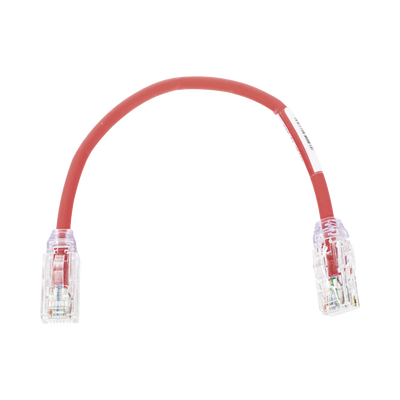 [UTP28X8INRD] Cable de Parcheo UTP, Cat6A, Diámetro Reducido (28 AWG), CM/LSZH, Color Rojo, 20.3 cm (8 Pulgadas)