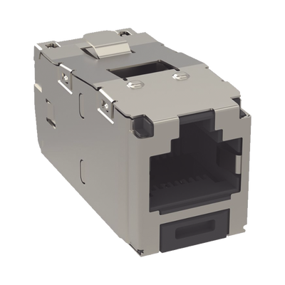 [CJS688TGY] Conector Jack RJ45 Blindado, Estilo TG, Mini-Com, Categoría 6, de 8 Posiciones y 8 Cables, Color Negro