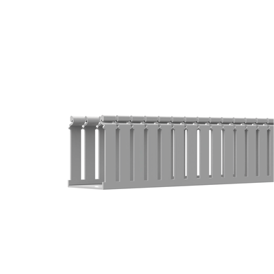 [FC4X4LG2] Canaleta Ranurada de PVC con Tapa, Tipo F, 108 mm de Ancho, 104.1 mm de Alto y 2 m de Largo, Color Gris