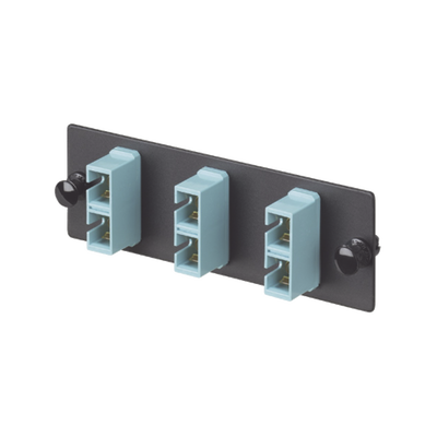 [FAP3WAQDSCZ] Placa Acopladora de Fibra Optica FAP, Con 3 Conectores SC Duplex (6 Fibras), Para Fibra Multimodo OM3/OM4, Color Aqua