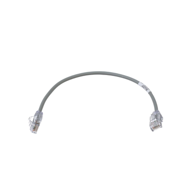 [UTP28SP1GY] Cable de Parcheo TX6, UTP Cat6, Diámetro Reducido (28AWG), Color Gris, 0.30 Metros (1 Pie)