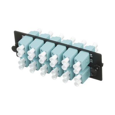 [FAP12WAQDLCZ] Placa Acopladora de Fibra Óptica FAP, con 12 Conectores LC Duplex (24 Fibras), para Fibra Multimodo OM3/OM4, Color Aqua