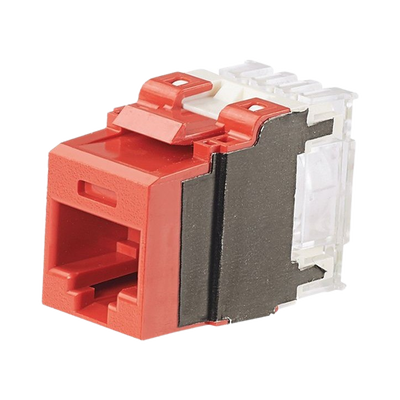 [NK6X88MRD] Conector Jack Estilo 110 (de Impacto), Tipo Keystone, Categoría 6A, de 8 Posiciones y 8 Cables, Color Rojo