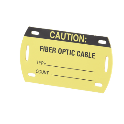 [PST-FO] Kit de 5 Etiquetas Autolaminadas para Fibra Óptica, Para Uso Interior/Exterior, Dimensiones de 90.42 x 52.32 mm (3.56 x 2.06 pulgadas), Color Negro con Amarillo