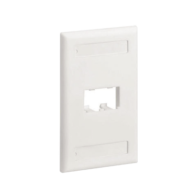 [CFPL2IWY] Placa de Pared Vertical Clásica, Salida Para 2 Puertos Mini-Com, Con Espacios Para Etiquetas, Color Blanco Mate