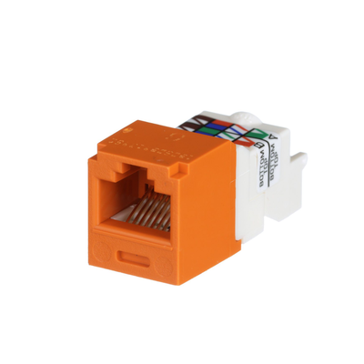 [CJ688TPOR] Conector Jack RJ45 Estilo TP, Mini-Com, Categoría 6, de 8 Posiciones y 8 Cables, Color Naranja