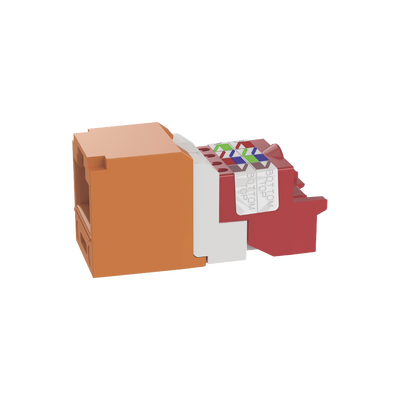 [CJ5E88TOR] Conector Jack RJ45 Estilo T, Mini-Com, Categoría 5e, de 8 Posiciones y 8 Cables, Color Naranja