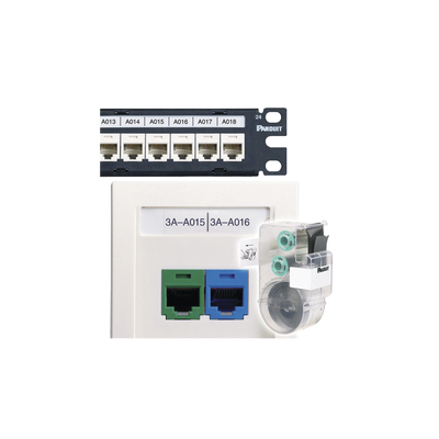 [C252X030FJC] Casete de 125 Etiquetas Adhesivas, para Patch Panel, Face Plate o Cajas Superficiales, Para Identificación 4 Puertos, Color Blanco