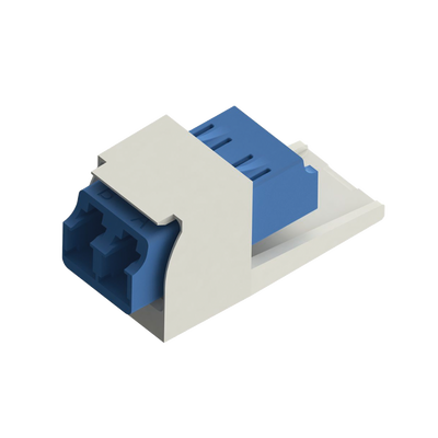 [CMDSLCZIW] Módulo Acoplador LC Duplex, para Fibra Óptica Monomodo OS1/OS2, Tipo Mini-Com, Color Blanco Mate