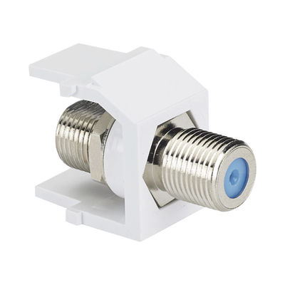 [NKFWH] Módulo Acoplador Coaxial Tipo F, Keystone, de 75 Ohms, 3.0 GHz, Color Blanco