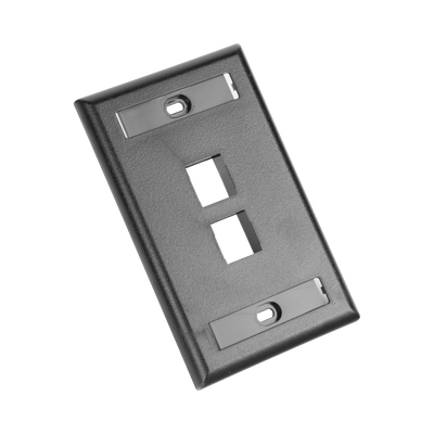 [NK2FBL] Placa de Pared Vertical, Salida Para 2 Puertos Keystone, Con Espacios Para Etiquetas, Color Negro