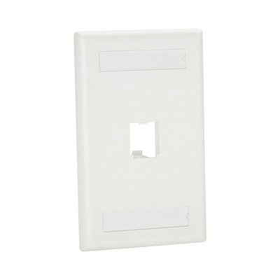 [CFPL1IWY] Placa de Pared Vertical Clásica, Salida Para 1 Puerto Mini-Com, Con Espacios Para Etiquetas, Color Blanco Mate