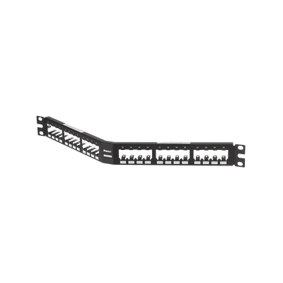 [CPA24BLY] Panel de Parcheo Modular Mini-Com (Sin Conectores), Angulado, Totalmente Blindado, de 24 Puertos, 1UR