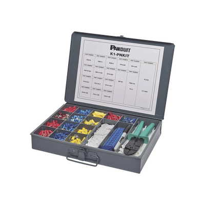 [K1-PNKIT] Kit de Terminales Pan-Term™ de Mantenimiento, Nylon, 14-22 AWG, con Herramienta de Ponchado CT-260 y Caja de Acero