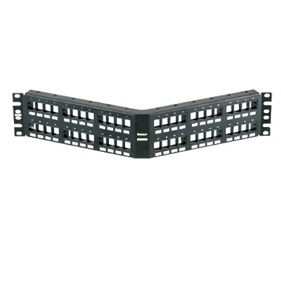 [NKPPA48FMY] Panel de Parcheo Modular Keystone (Sin Conectores), Angulado, de 48 Puertos, 2UR