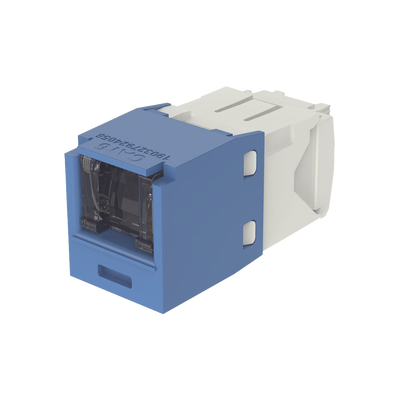 [CJH688TGBU] Conector Jack RJ45 Estilo TG con Ventana, Mini-Com, Categoría 6, de 8 Posiciones y 8 Cables, Color Azul