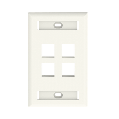 [NK4FIWY] Placa de Pared Vertical, Salida Para 4 Puertos Keystone, Con Espacios Para Etiquetas, Color Blanco Mate