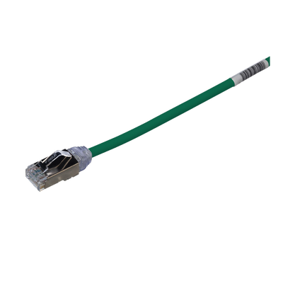 [STP28X0.2MGR] Patch Cord Cat6A, Diametro Reducido 28 AWG, Blindado S/FTP, CM/LS0H, 20 cm (7.87 Pulgadas), Color Verde