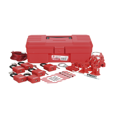 [PSL-KT-CONA] Kit de Bloqueo LOTO para Contratistas con Componentes (Color Rojo).