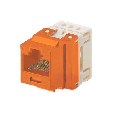 [NKP5E88MOR] Conector Jack Estilo 110 (de Impacto), Tipo Keystone, Categoría 5e, de 8 Posiciones y 8 Cables, Color Naranja