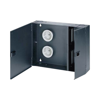 [FWME4] Caja de Conexión de Fibra Óptica, Para Montaje en Pared, Acepta 4 Placas Acopladoras FAP o FMP, Hasta 96 Fibras, Color Negro