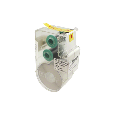 [T075X000VPC-BK] Casete de Etiquetas de Vinilo de Cinta Continua, Color Negro Sobre Blanco, Uso Interior/Exterior, 19.05 mm de Ancho x 7.6 Metros (24.93 Pies) de Largo