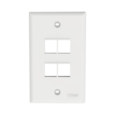 [NK4FNWH] Placa de Pared Vertical, Salida Para 4 Puertos Keystone, Color Blanco