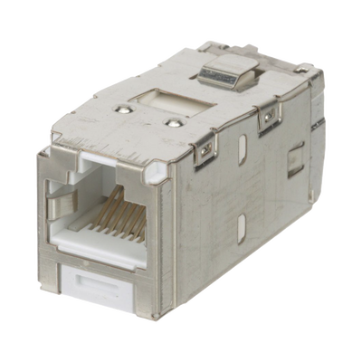 [CJS6X88TGWHY] Conector Jack RJ45 Blindado, Estilo TG, Mini-Com, Categoría 6A, de 8 Posiciones y 8 Cables, Color Blanco