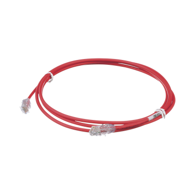 [UTP28X7RD] Cable de Parcheo UTP Cat6A, CM/LSZH, Diámetro Reducido (28AWG), Color Rojo, 2.13 Metros (7 Pies)