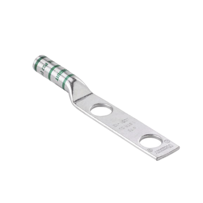 [LCC2-38D-Q] Conector de Compresión de Cobre con 2 Orificios 3/8" para Cable 2 AWG,  1" de espacio entre Orificios. Paquete de 25 Piezas