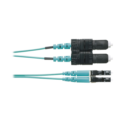 [FZ2ERLNSNSNM003] Jumper de Fibra Optica Multimodo 50/125 OM4, LC-SC Duplex, OFNR (Riser), Color Aqua, 3 Metros (9.84 Pies)