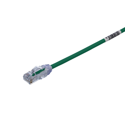 [UTP28X8INGR] Cable de Parcheo UTP, Cat6A, Diámetro Reducido (28 AWG), CM/LSZH, Color Verde, 20.3 cm (8 Pulgadas)