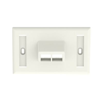 [NK2HSFIWY] Placa de Pared Horizontal, Salida Para 2 Puertos Keystone, Con Espacios Para Etiquetas, Color Blanco Mate