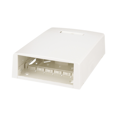 [CBXF12IW-AY] Caja de Montaje en Superficie, con Accesorio para Resguardo de Fibra Óptica, para 12 Módulos Mini-Com, Color Blanco Mate