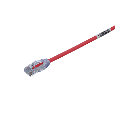 [UTP28X1RD] Cable de Parcheo UTP Cat6A, CM/LSZH, Diámetro Reducido (28AWG), Color Rojo, 0.3 Metros (1 Pie)