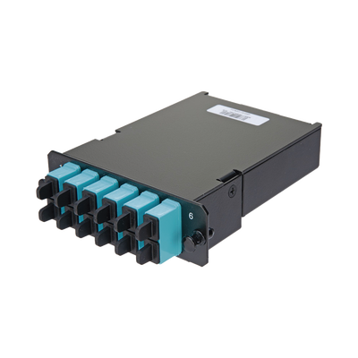 [FCSZO-12-03P] Placa Acopladora de Fibra Óptica FAP, Con 12 Pigtails y 6 Conectores SC Duplex (12 Fibras), Para Fibra Multimodo OM3/OM4, Color Aqua